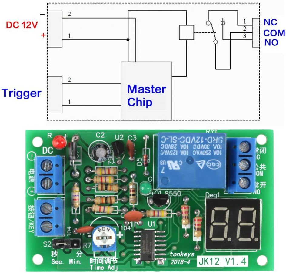 Timer Relay Module DC12V Adjustable Relays Time Delay Timer Module LED Display Delay Turn off Switch