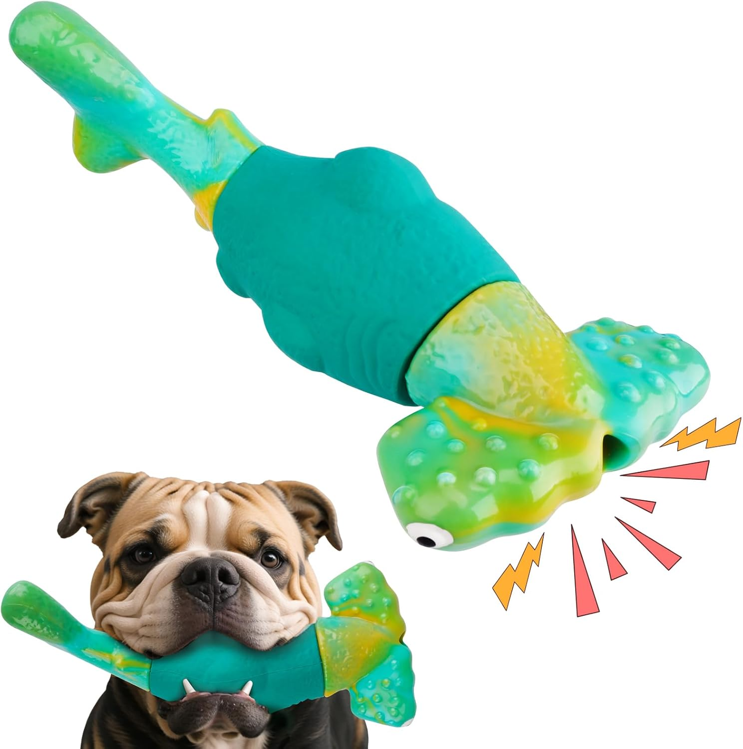 BIKIISEN Dog Toys for Aggressive Chewers, Interactive Dog Chew Toys for Large Dogs, Indestructible Squeaky Toys to Keep Them Busy, Tough Toys for Medium/Large Breed (Green)