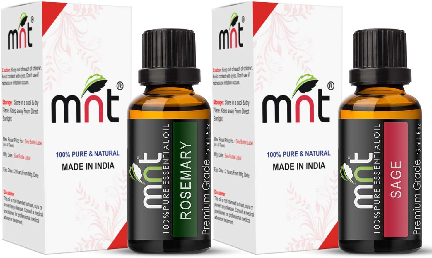 MNT Combo of Rosemary Oil and Sage Oil for Hair Growth, Skin Care (Each 15ML) - 100% Pure Natural Oil image number 3