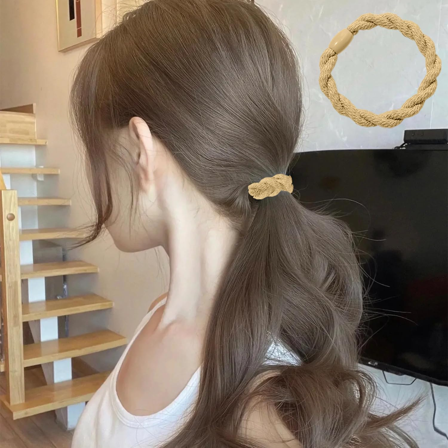 Pack of 24 Braided Twist Hair Bobbles, Fashionable and Simple Hair Ties, Ponytail Hair Bobbles, Elastic Hair Bobbles, Hair Fixing Hair Ties, Hair Accessories