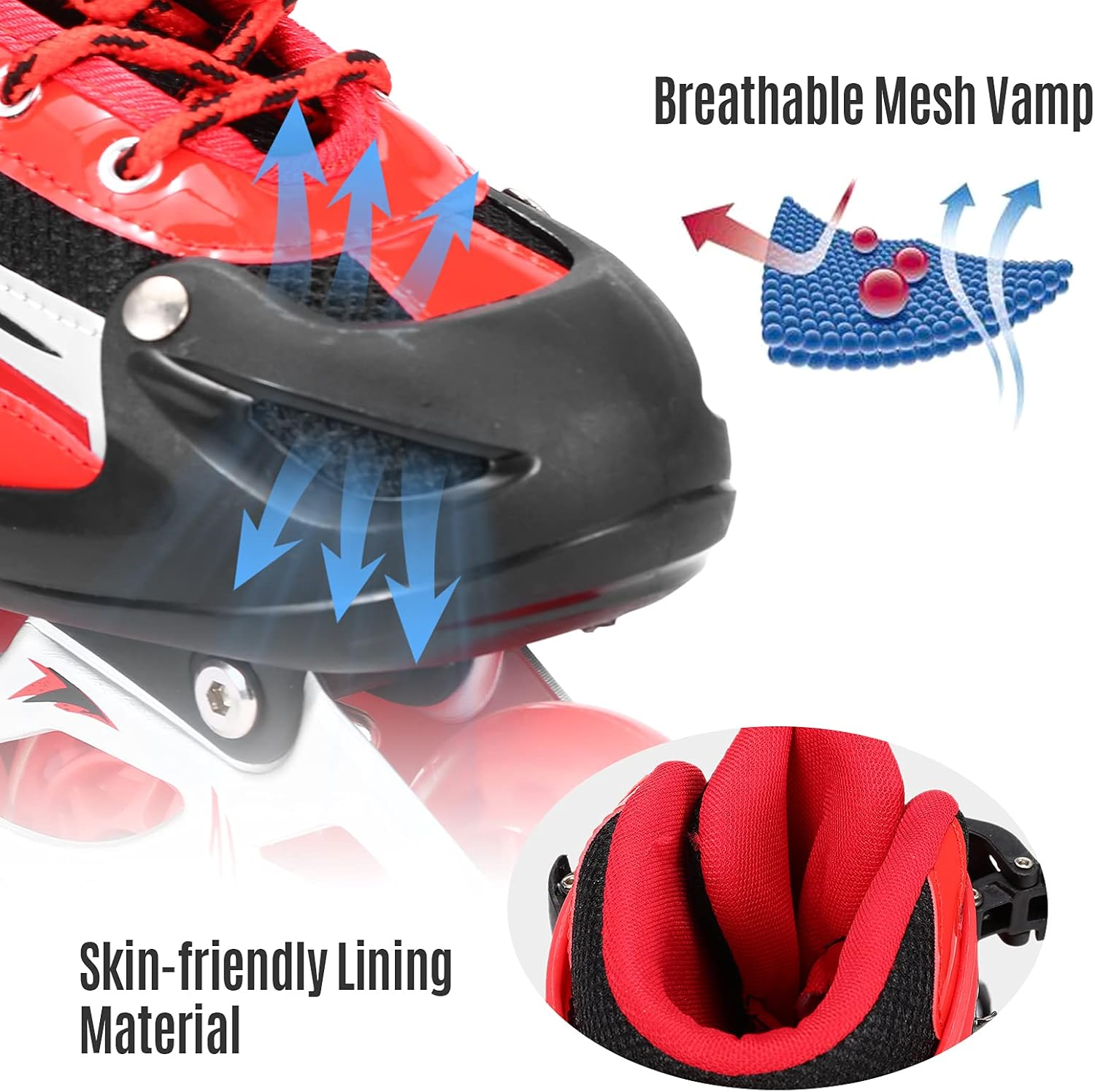 LAPOOH Adjustable Illuminating Inline Skates with Light up Wheels for Kids and Adults for Girls and Boys Men and Women image number 3