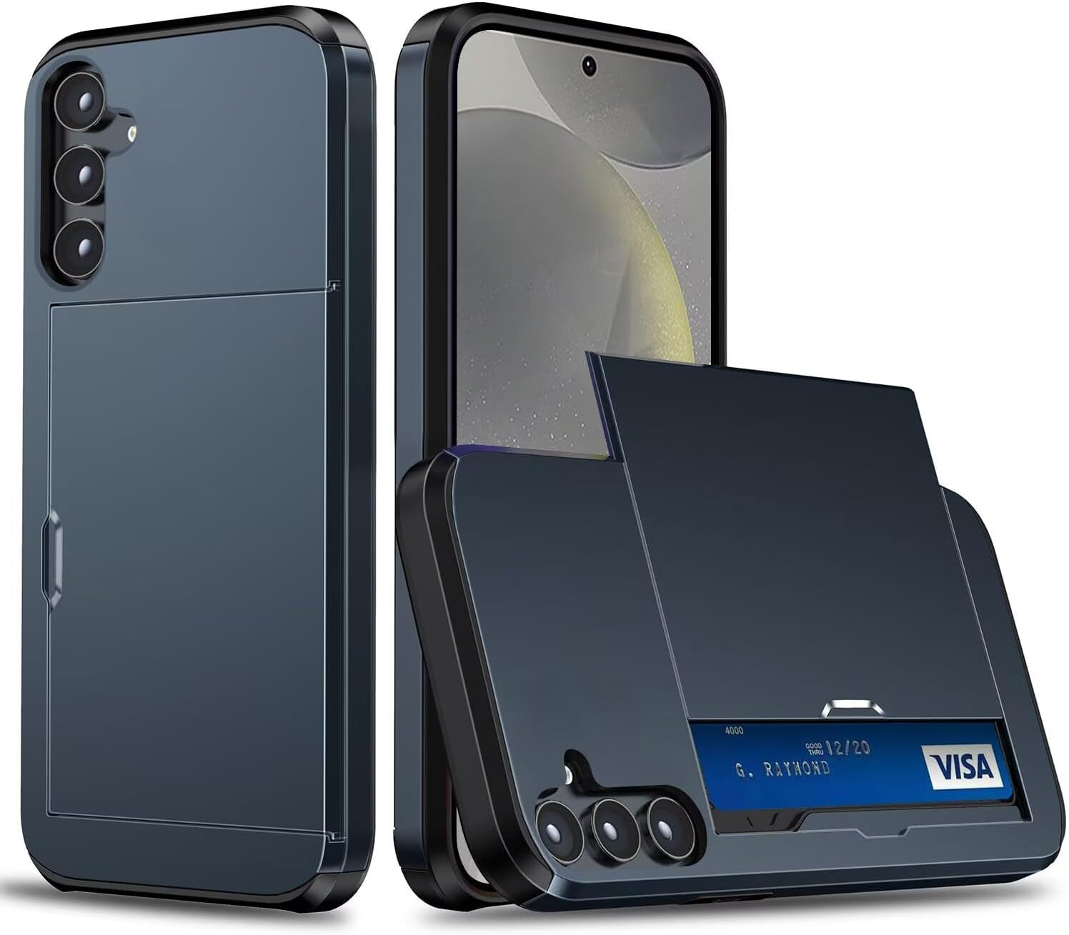 Belzsxy Mobile Phone Case for Samsung Galaxy A17 Case, with Card Slot, Hard PC Shockproof Robust Drop Protection, Outdoor Military Protective Case for Samsung Galaxy A17 (Navy Blue) image number 6