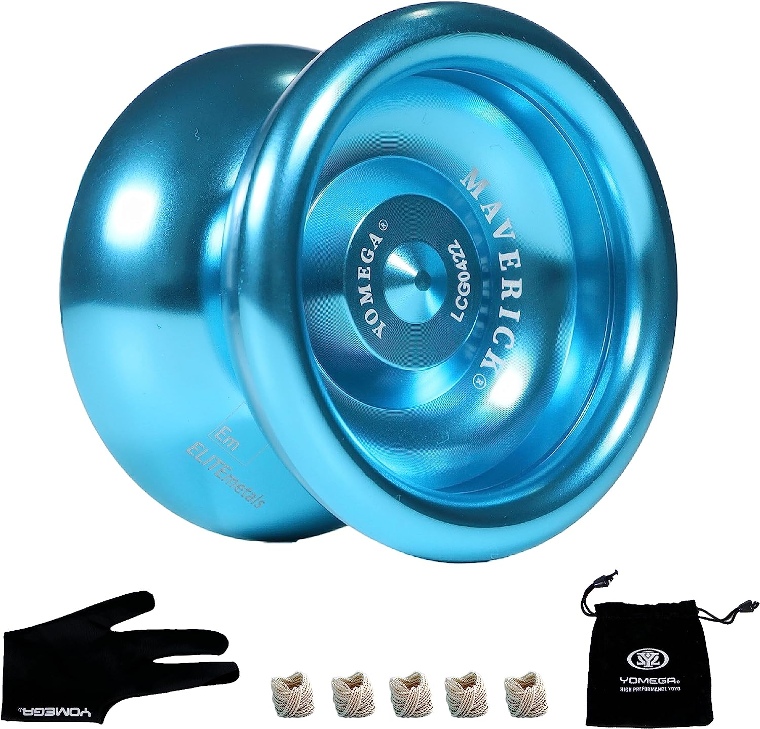 Yomega Maverick - Professional Aluminum Metal Yoyo for Kids and Beginners with C Size Ball Bearing for Advanced Yo Yo Tricks and Responsive Return + Extra 2 Strings
