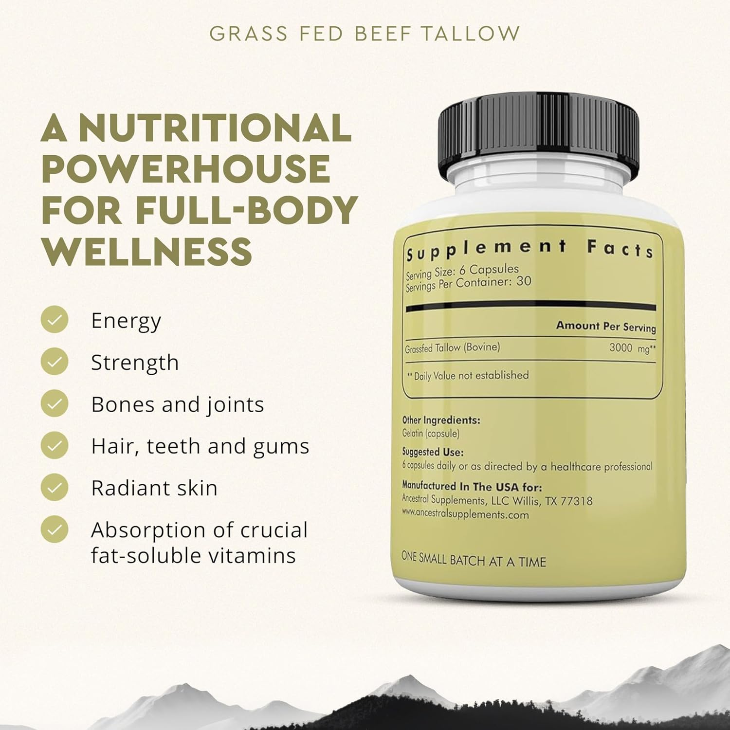 Ancestral Supplements Grass Fed Beef Tallow &mdash; Based on the Native Wisdom of Our Early Ancestors, Tallow Provides the Same Nourishing Kidney Fat (Suet) That Our Ancestors Selectively Hunted. image number 4