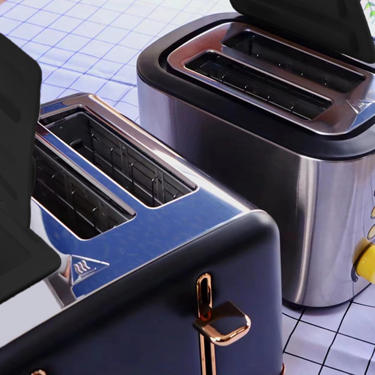 Silicone Toaster Cover, Dust Protection Lid for Bread Maker and Sandwich Machine, 2 Pack (Black) image number 6