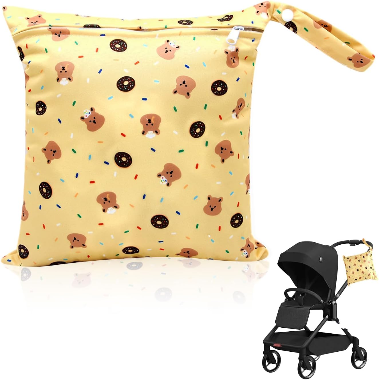 1 X Reusable Waterproof Wetbag for Nursery, Changing Bag, Wet Bag, Nappy Bag with Zip, Wet Bag, Nappy Bag, Dry Bag for Travel, on the Go Wetbag, Swimming Equipment, Multicoloured image number 6