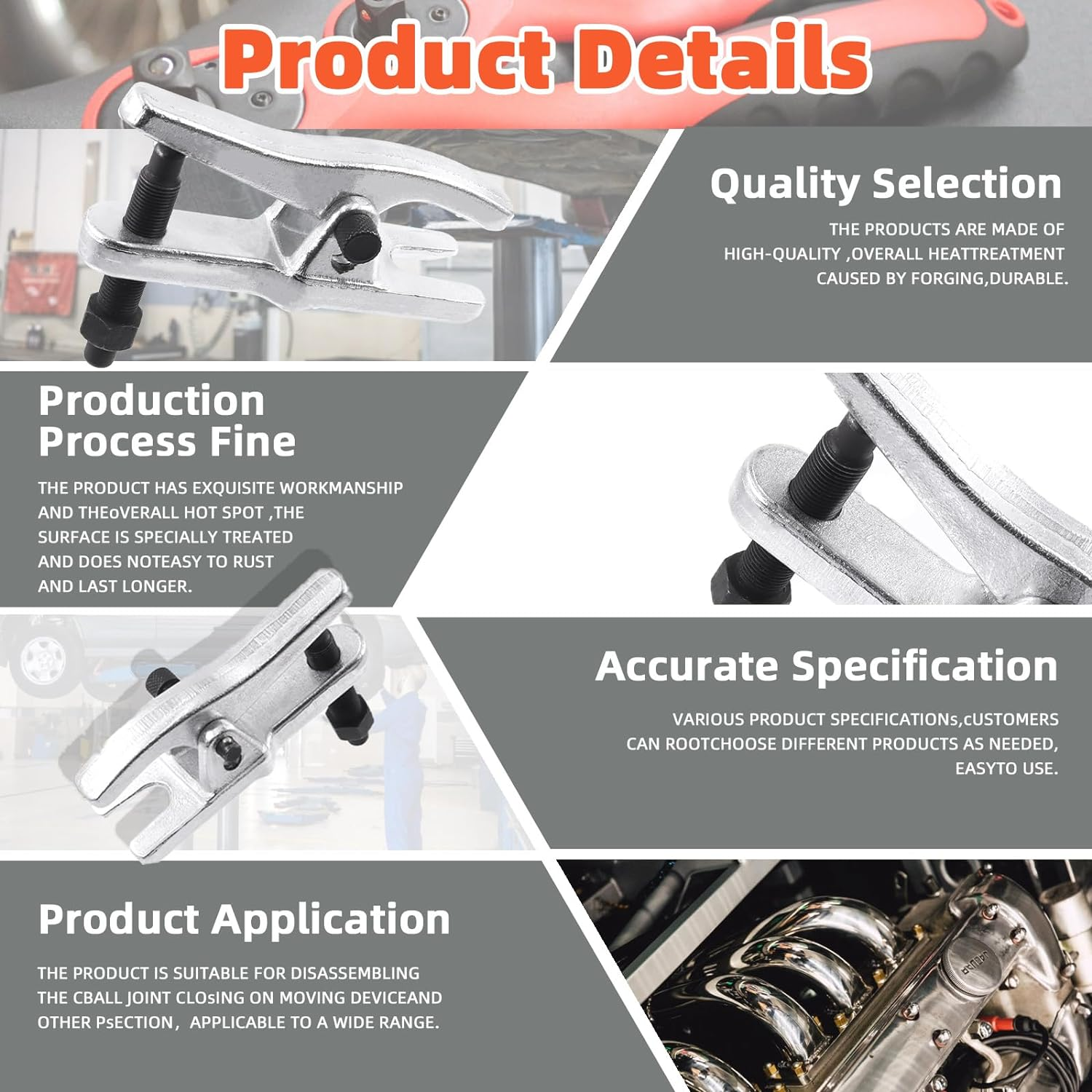Tanstic Ball Joint Separator, 1-1/8" to 2-1/8" Universal Ball Joint Removal Tool for Separating Ball Joints Arms Tie Rods on Most Cars Trucks image number 6