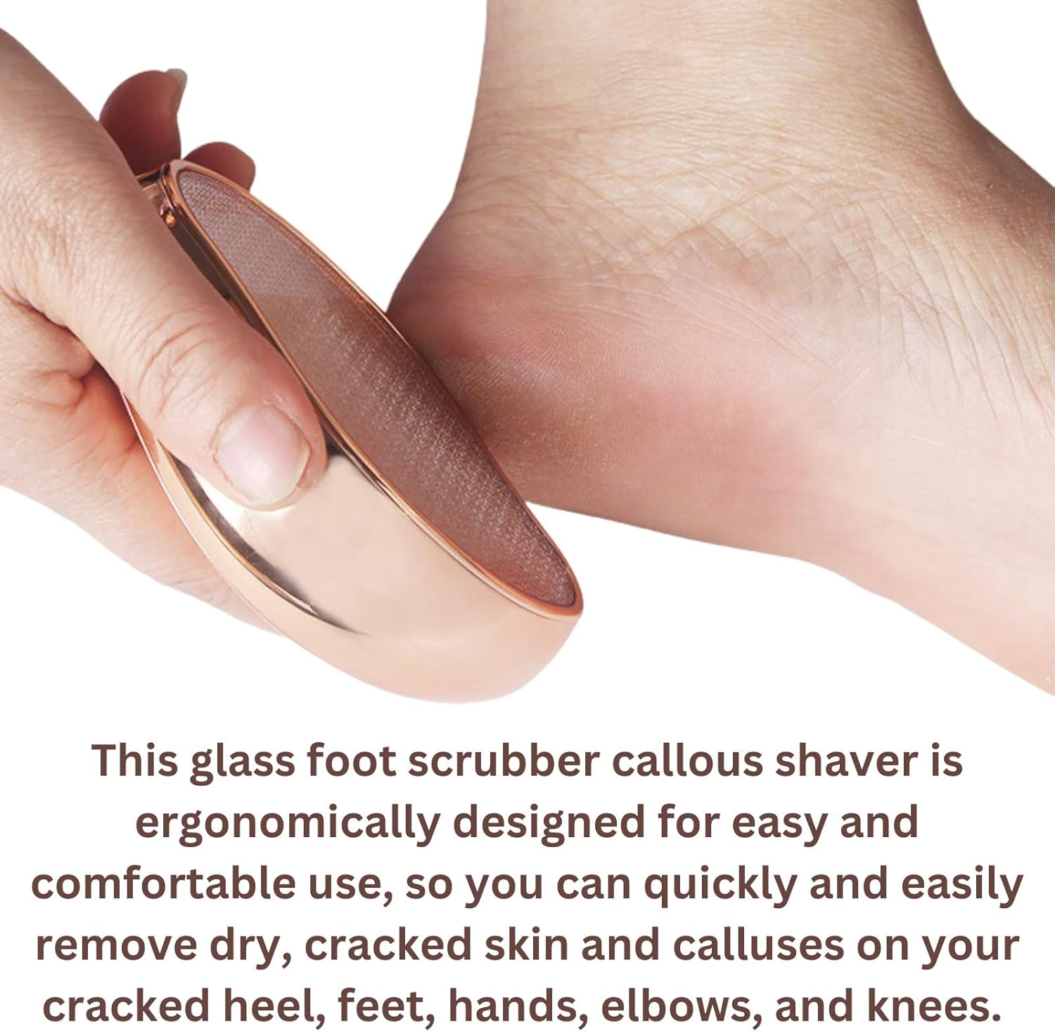 Pedicure Foot File Callus Remover 2 Pack, Portable Rustproof Glass Foot Scrubber Scraper Callous Shaver for Cracked Heel Hard Dry Skin of Feet Hand Elbows Knees (Golden) image number 1