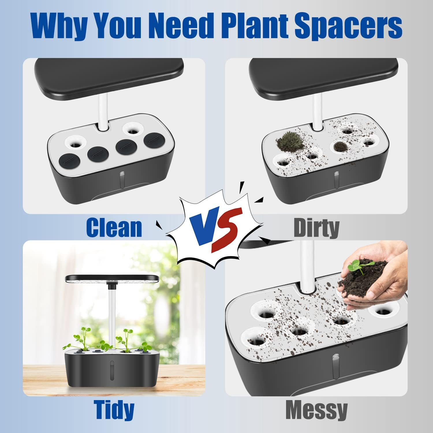 25Pcs Plant Spacer Kit, Garden Plant Spacers round Spacer Cover Plant Deck Openings for Aerogarden Indoor Hydroponic Growing System (Black)