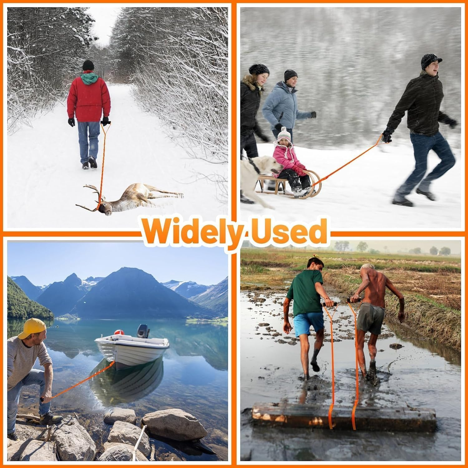 Deer Drag Harness, 2PCS Deer Drag Strap, Deer Pull Strap, Heavy Loading Deer Dragging Rope with Non-Slip Handle, Deer Drags Rope for Hunting Gear, Deer Hunting Harness Strap image number 5