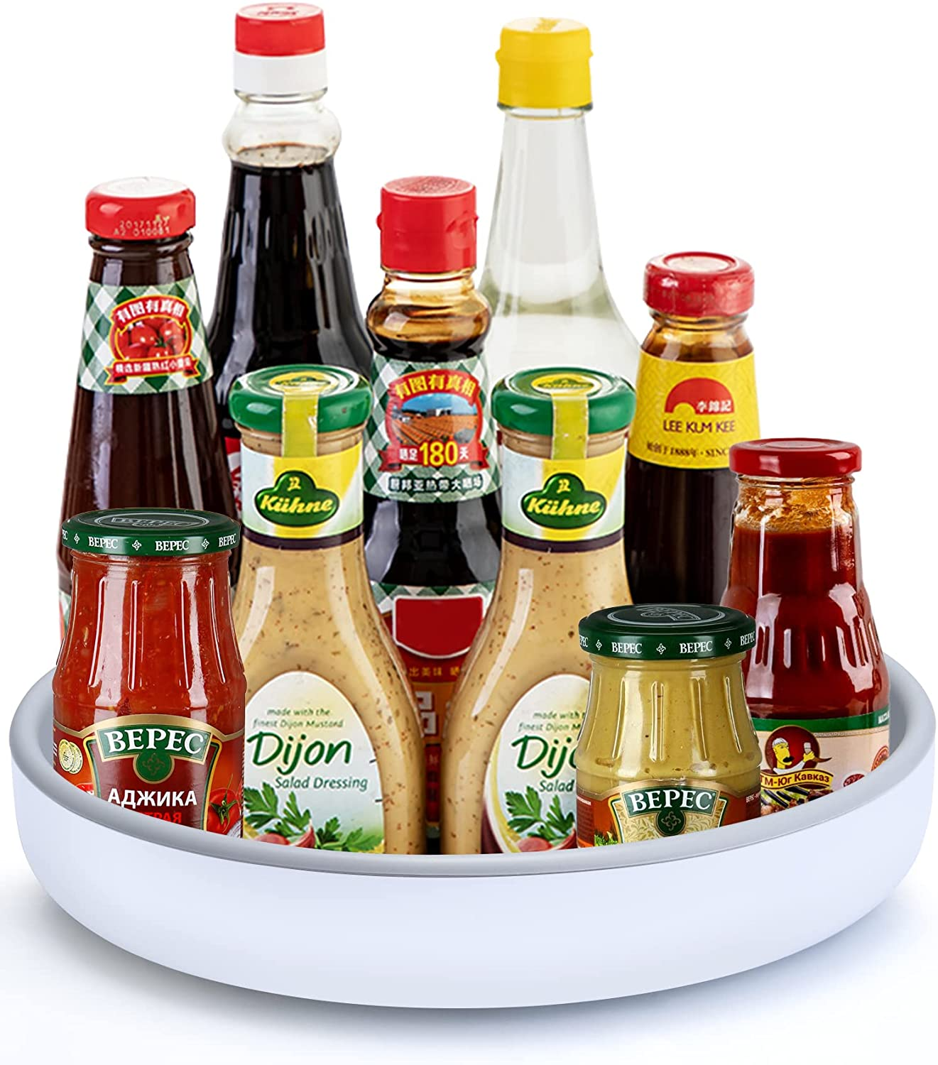 Lazy Susan Organiser 25Cm 360&deg; Rotating Tray for Kitchen Pantry Cupboard Black Lazy Susan Turntable for Cabinet Rotating Spice Rack Storage&hellip;