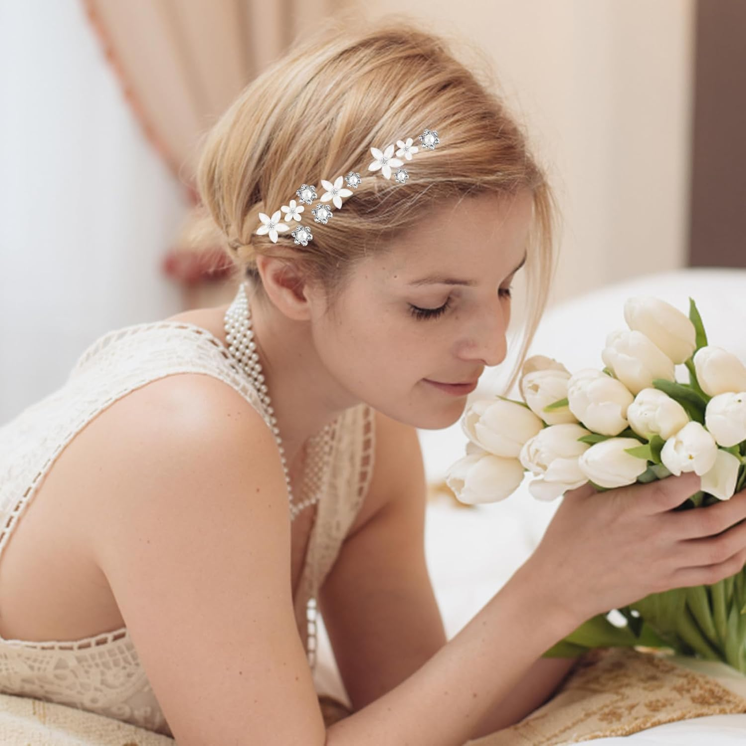 Pearl Hair Pins Wedding - 20 Pieces Bridal Hair Accessories Set with Crystal, U-Shaped Hair Clips for Women Girls - Elegant Rhinestone Wedding Hair Clips for Weddings & Special Occasions image number 4