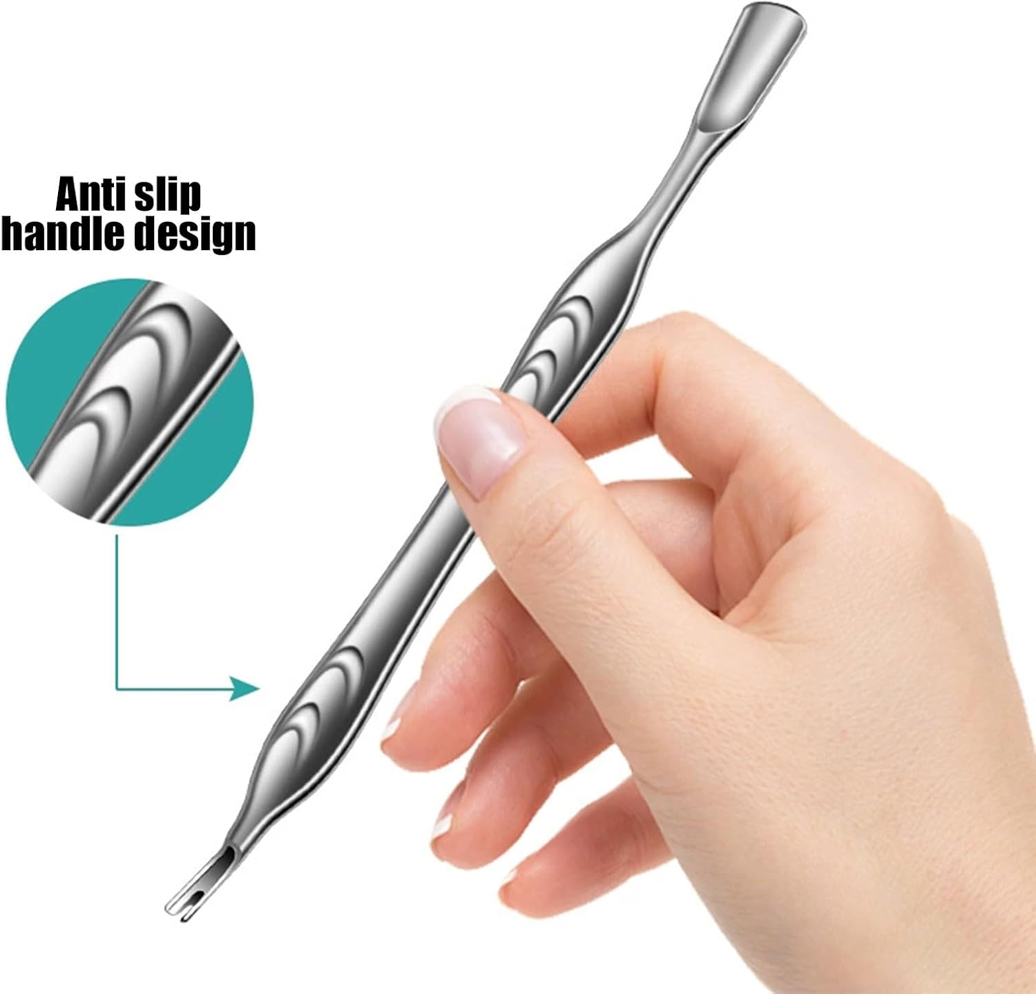 BGENHPON Cuticle Pusher and Fork 2 in 1 Stainless Steel Cuticle Trimmer Tool for Professional Manicure and Pedicure Nail Care image number 2