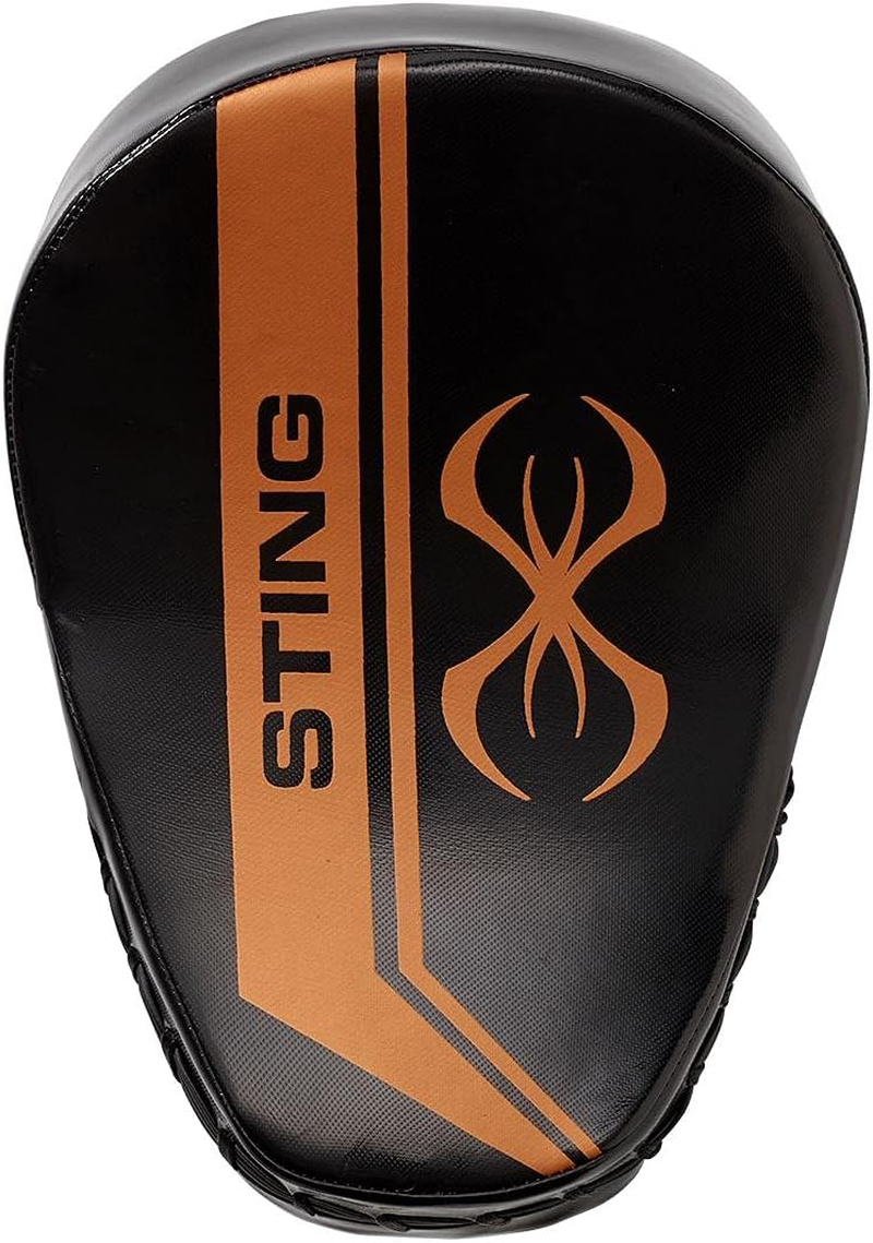 STING Armalite Focus Mitts for Boxing, Sparring, MMA, and Muay Thai, Durable Boxing Mitts, Boxing Equipment for Adult Men, Women, and Kids, Black/Bronze