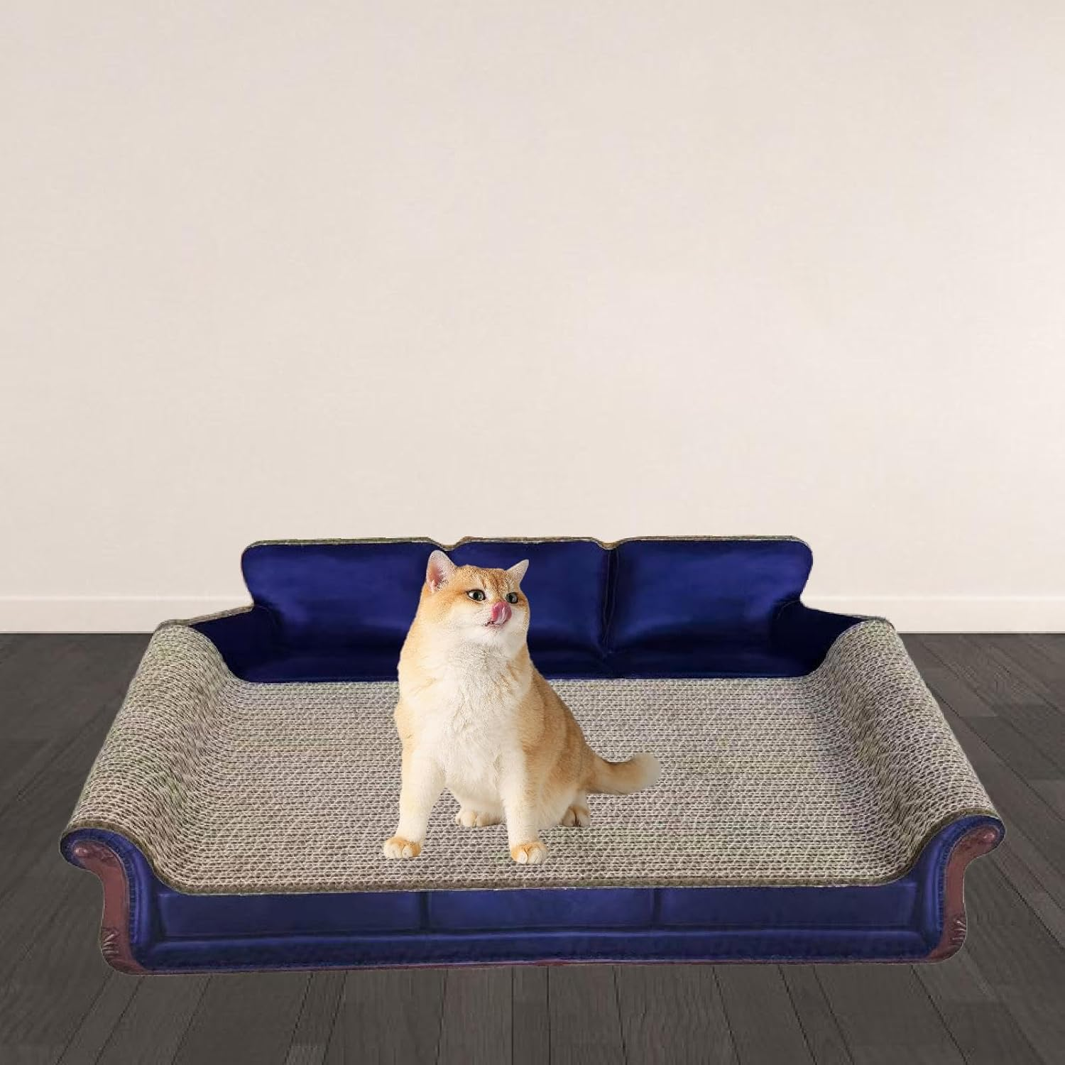 MFMEXUL Cat Scratcher, Sofa Bed, Protects Carpets and Sofas, Pet Toy, Cardboard Bed for Resting, Blue - Blue image number 5
