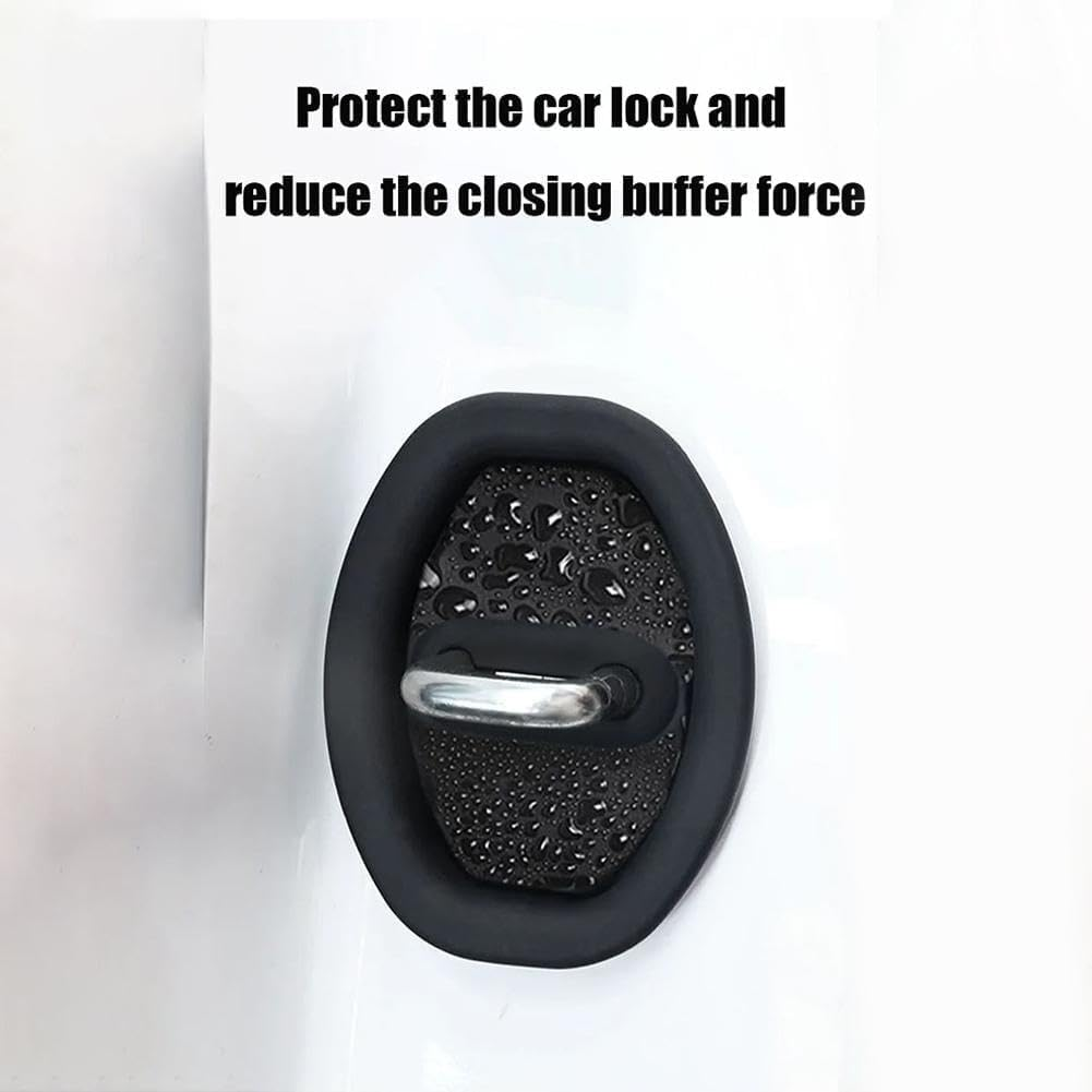 Silicone Door Lock Strike Protector, Silent Shock Absorption Lock Accessories, Rust-Proof Cover Parts Protective Pads for Most Car Models, Black image number 1