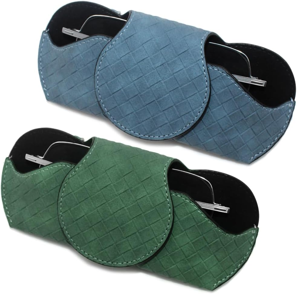 2 Pcs Sunglasses Holder for Car Visor, AIFUDA Eyeglass Holder Organizer Box Leather Glasses Case with Clips for Car Visor Automotive Interior Visor Accessories image number 5