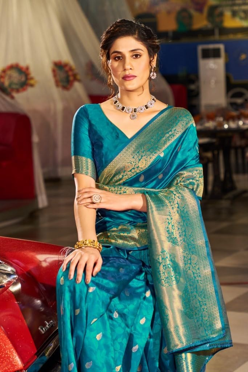 SWORNOF Womens Kanjivaram Banarasi Silk Saree Patola Saree image number 1