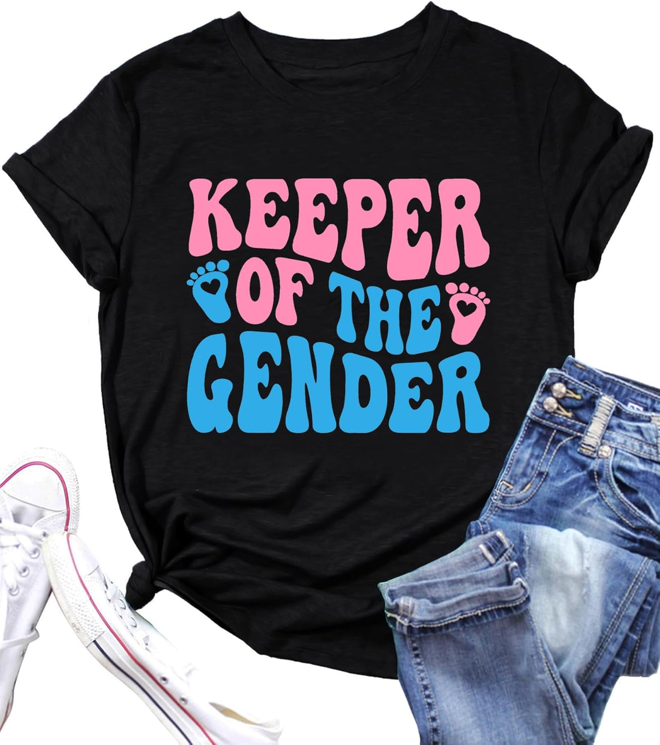 Keeper of the Gender Shirt Women Pregnancy Announcement Tshirt Gender Reveal Ideas Graphic Tee Maternity Tops