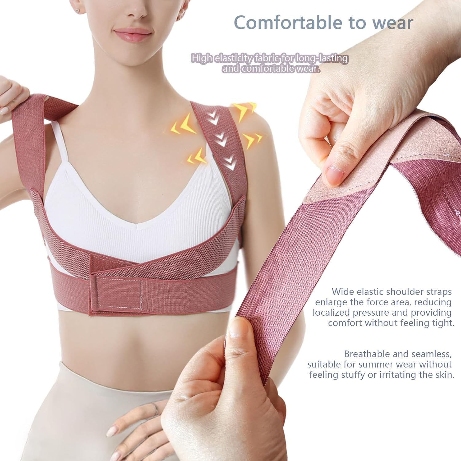 Back Brace for Women,Gather the Chest,Support the Back,Maintain an Upright Posture (Black, L)