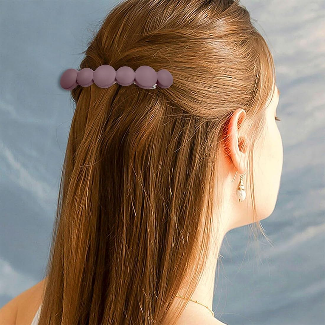 Bangbobi Set of 4 French Hair Clips, Small, Automatic Hair Clip Set Made of High-Quality Acrylic, Vintage Design for Medium to Long Hair image number 6