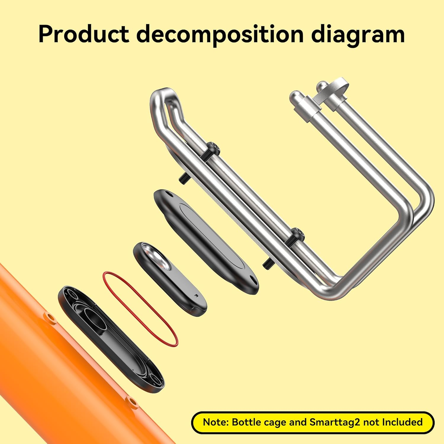 For Samsung Smarttag2 Bike Holder, Hidden Bike GPS Tracker Case for Galaxy Smart Tag 2, Hidden under Bottle Cage,Anti-Theft Smarttag2 Case Bicycle Mount image number 4