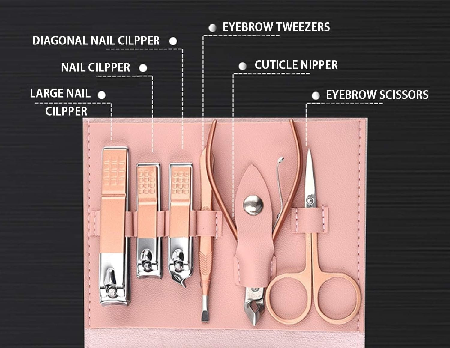 Manicure Set, Pedicure Set, 16 in 1, JUYOU Professional Grooming Kit-Stainless Steel Nail Clippers Set Travel Case-Facial and Nail Care Tools for Men and Women (Rose Gold 16 in 1) image number 6