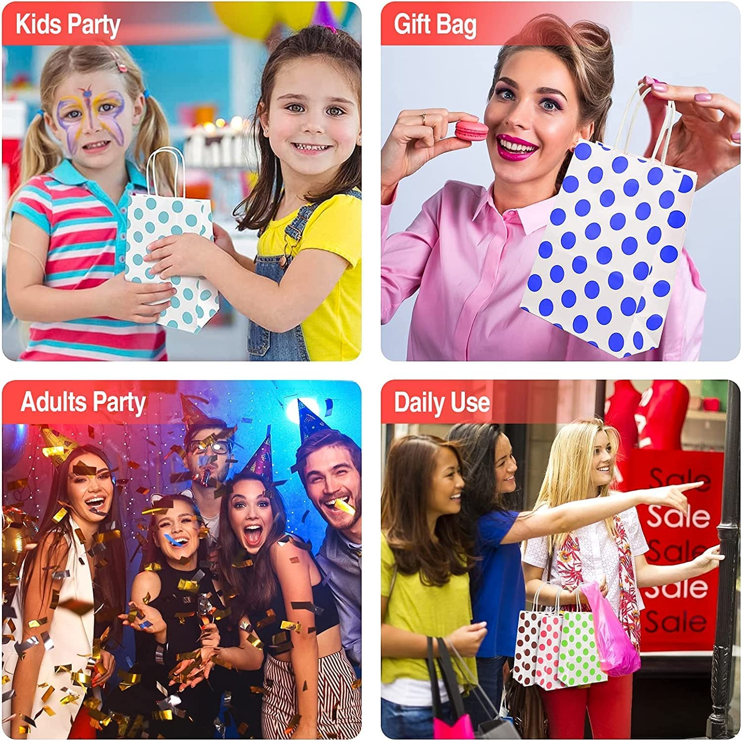 Wimarn&reg; 36 Pieces Kraft Paper Party Favor Gift Bags with Handle, Assorted Colors Wedding Favor Bags, Kraft Paper Bags, Birthday Bags image number 6