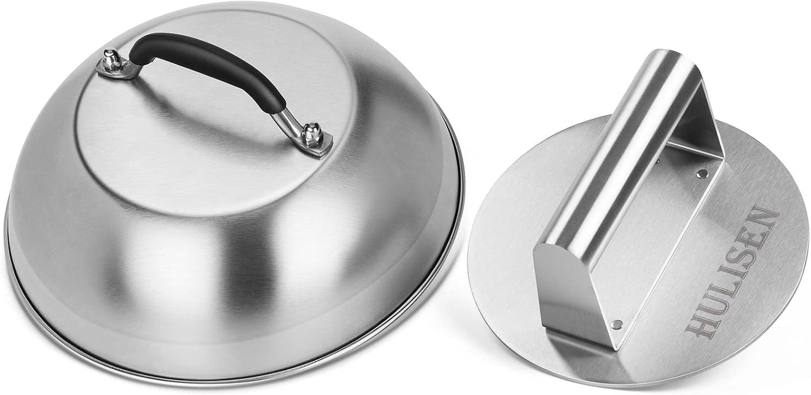 HULISEN Cheese Melting Dome & Smashed Burger Press, 6.2" Grill Press with 9" Basting Cover, Stainless Steel Burger Smasher, Griddle Accessories Kit for Flat Top Grill Cooking Indoor/Outdoor image number 6