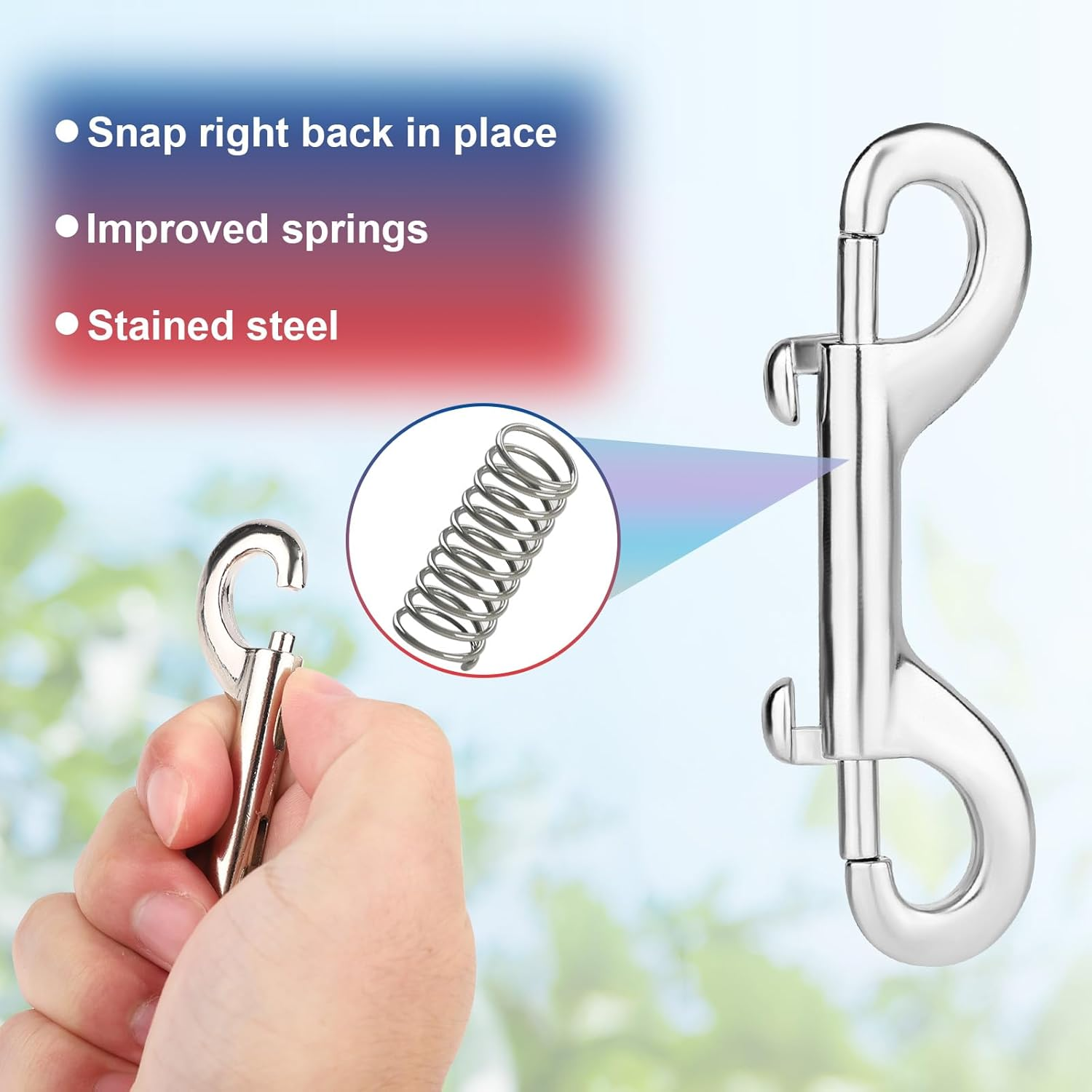 4 Pieces Flag Pole Rings, 360 Swivel Snap Hooks Heavy Duty Lobster Claw Clasps Buckle Clips for Dog Leash Camping Keychains Boat Rope image number 6