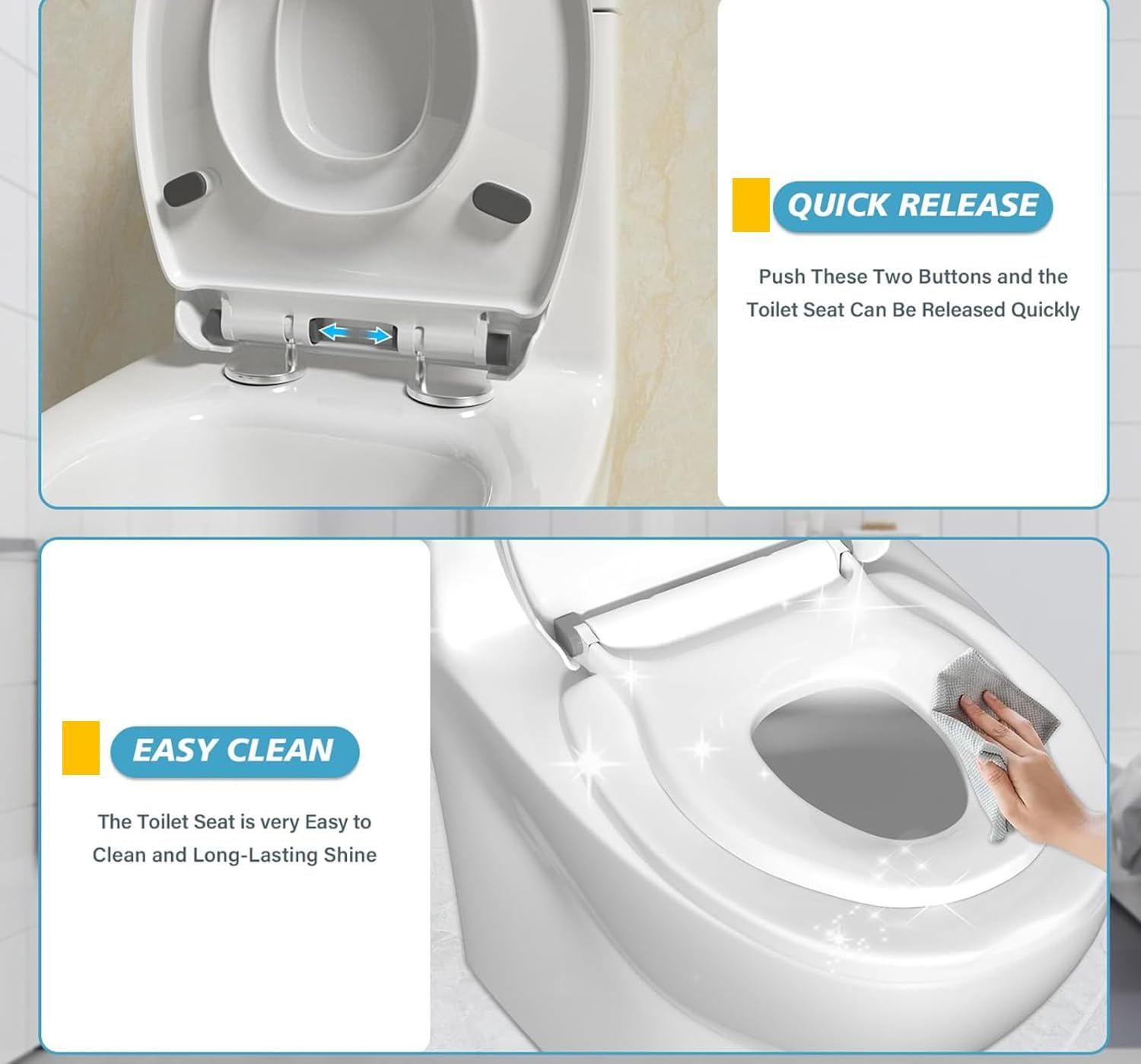 U-Shaped Toilet Seat with Built-In Potty Training Seat，2-In-1 Family Toilet Seat Fits for Both Adults and Children，Slow-Close Toilet Seat Potty Training Toilet image number 5