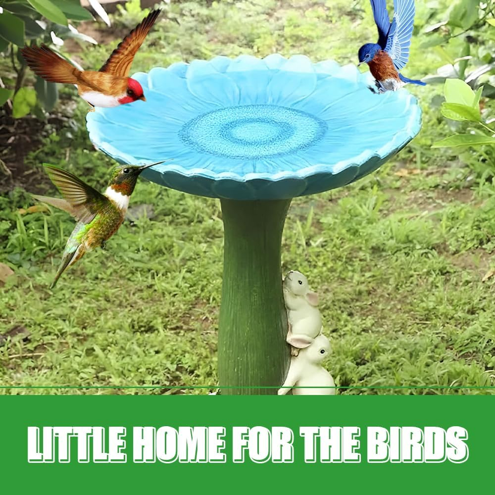 Statue Bird Feeder, Bird Bath Standing Resin, Garden Resin Ornament, Bird Feeders Rabbit Shape Garden Yard Statue, Polyresin Bird Bath for Outdoors Home Garden Backyard image number 6