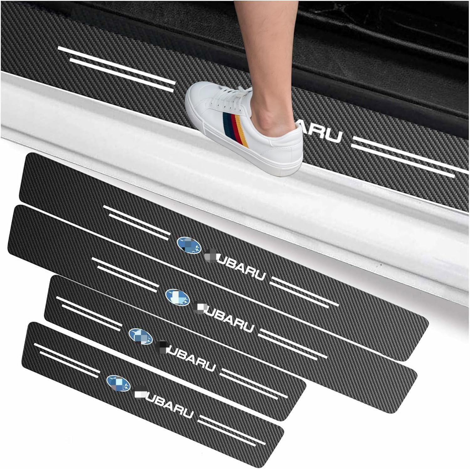 4Pcs Car Door Sill Protector for Subaru Ascent BRZ Crosstrek Forester Impreza Legacy Outback,Self-Adhesive Carbon Fiber Tape anti Scratch Car Door Edge Guards Door Entry Guard Stickers image number 3