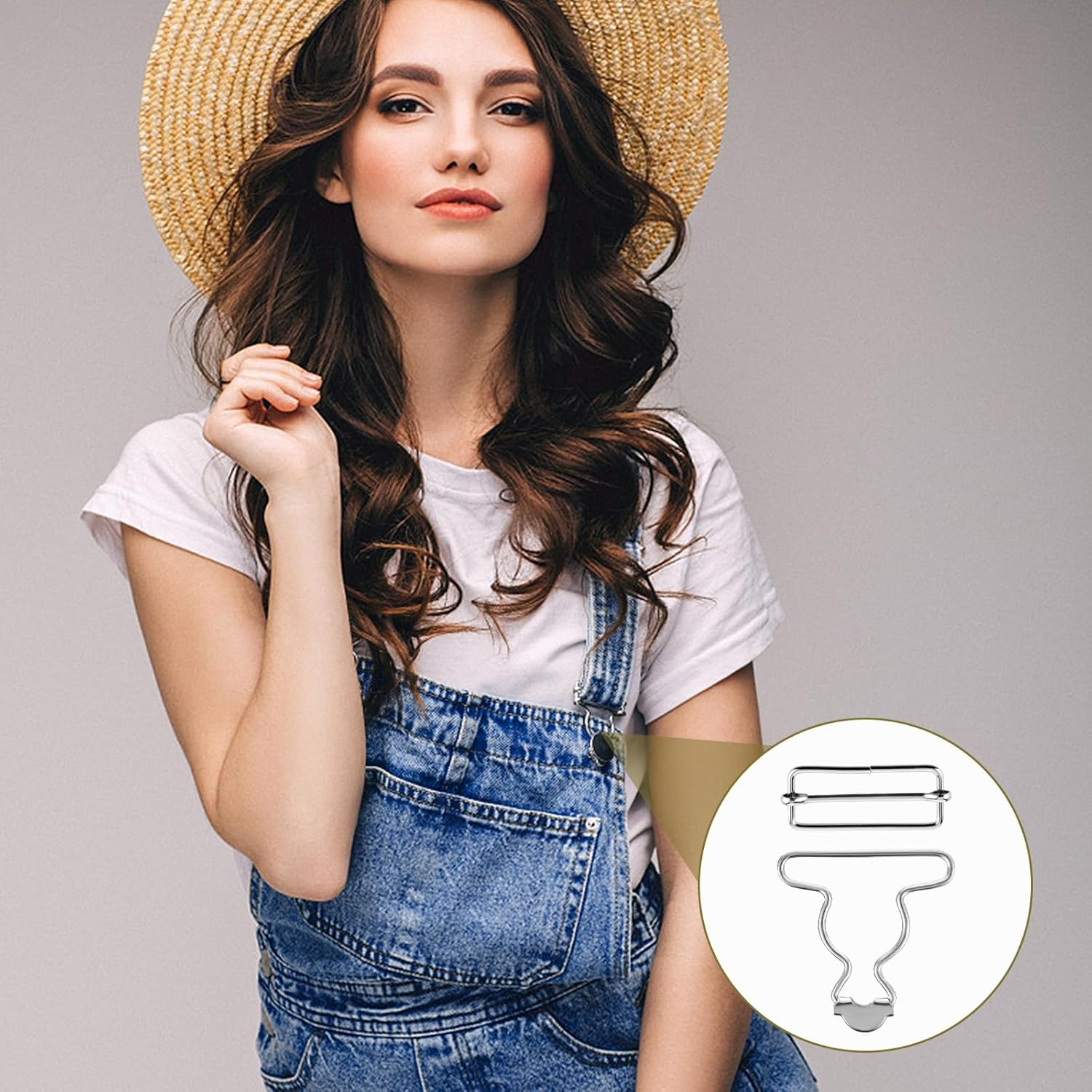 2PCS Jean Overalls Overall Buckles Adjustable Bib Clips No-Sew Button for Overall Bib Pants Overalls Jeans Jacket - Silver image number 4