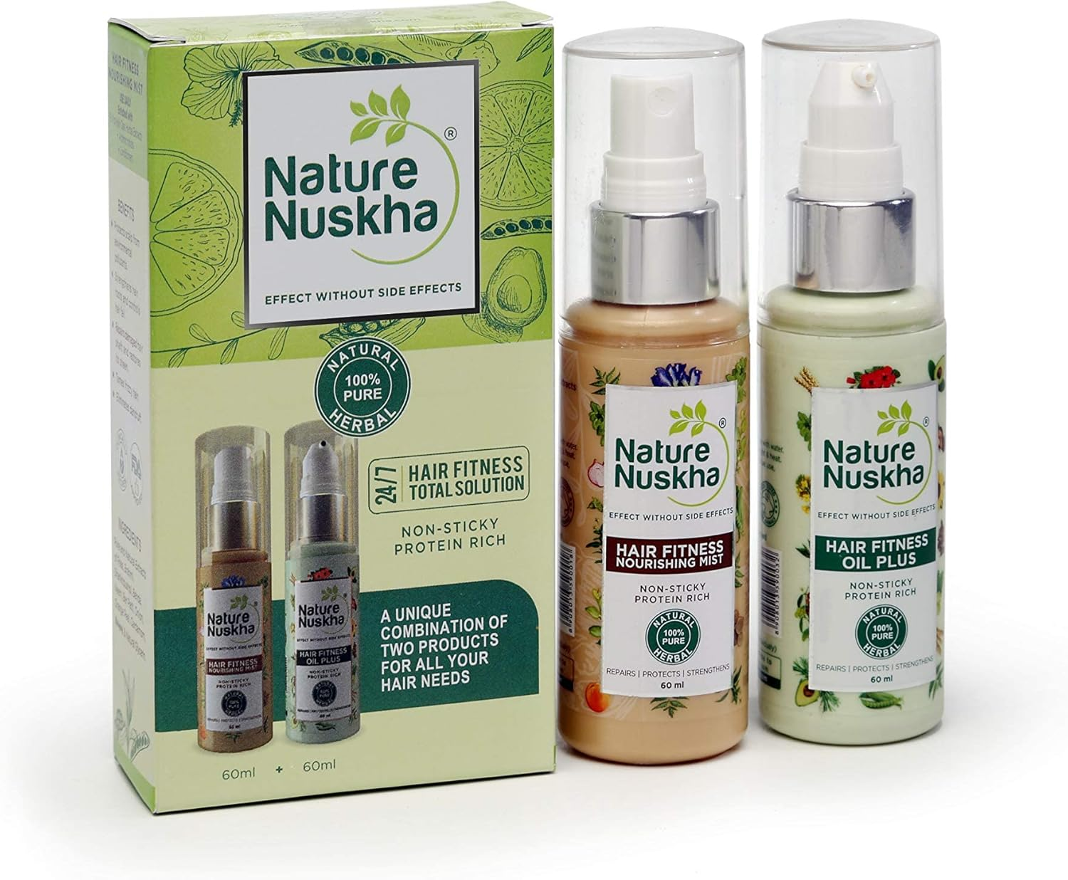 Nature Nuskha Hair Oil and Nourishing Mist Combo with Natural Ingredients (60Ml + 60Ml Combo)