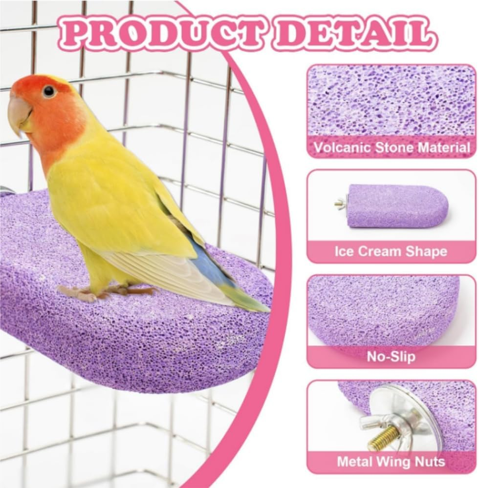 Goxfaca Bird Cage Perch Stand with Grinding Stone, 4-Piece Platform Set, Claw Trimmer for Budgies, Parakeets, Cockatiels, Conures