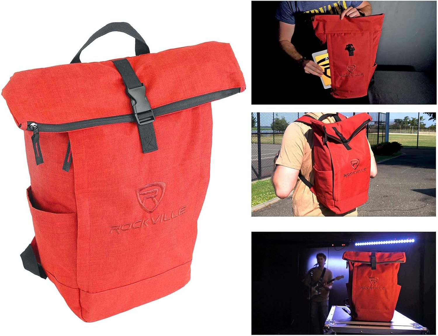 Rockville RPAK Durable Backpack with Padded Laptop Pocket, Spacious Main Compartment, Hidden Side Zipper, and Beverage Holder