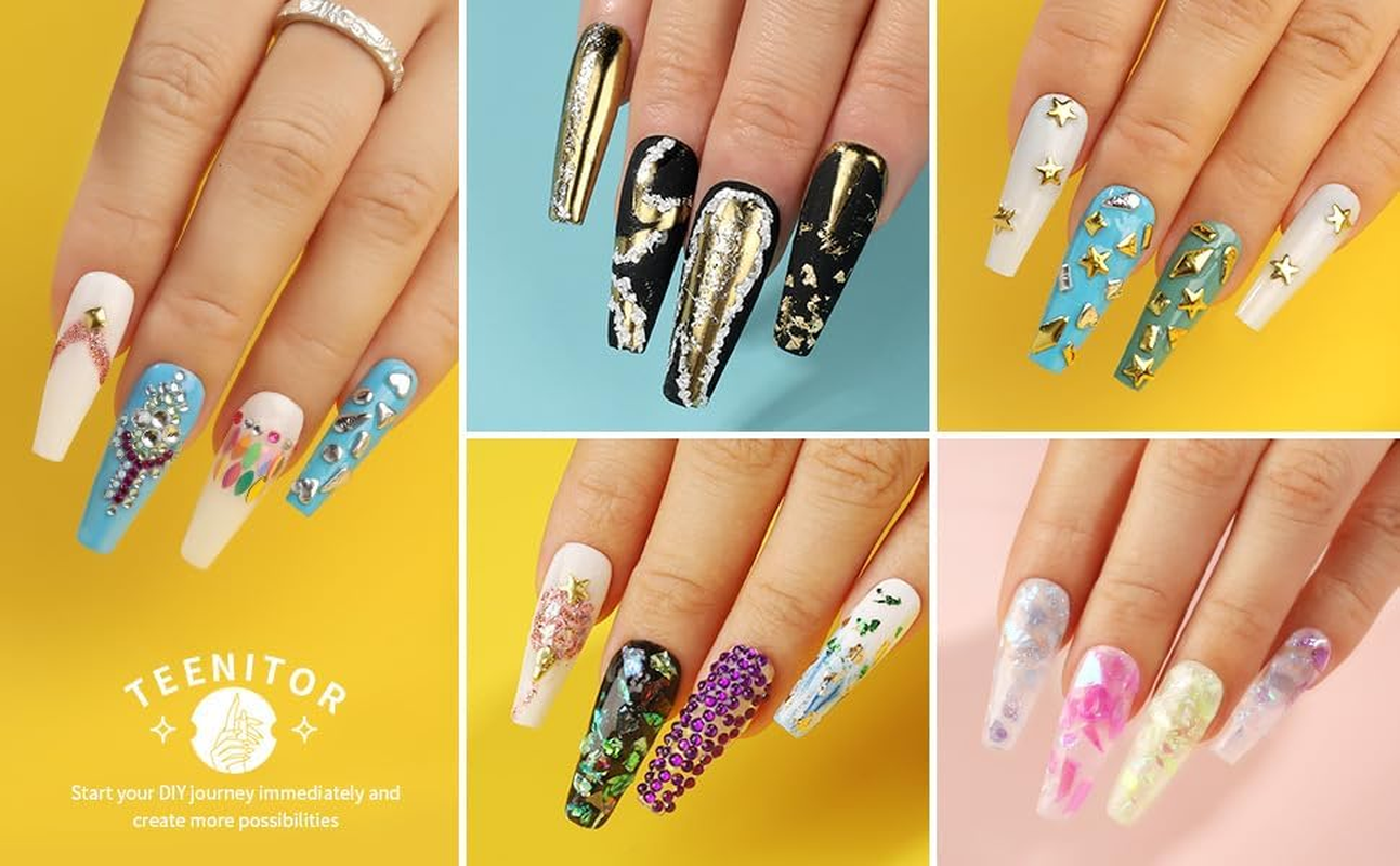 JZS Nail Rhinestones, Nail Gem Design Set, 3D Nail Art Accessories, Nail Decoration Kit,Style 1 image number 6