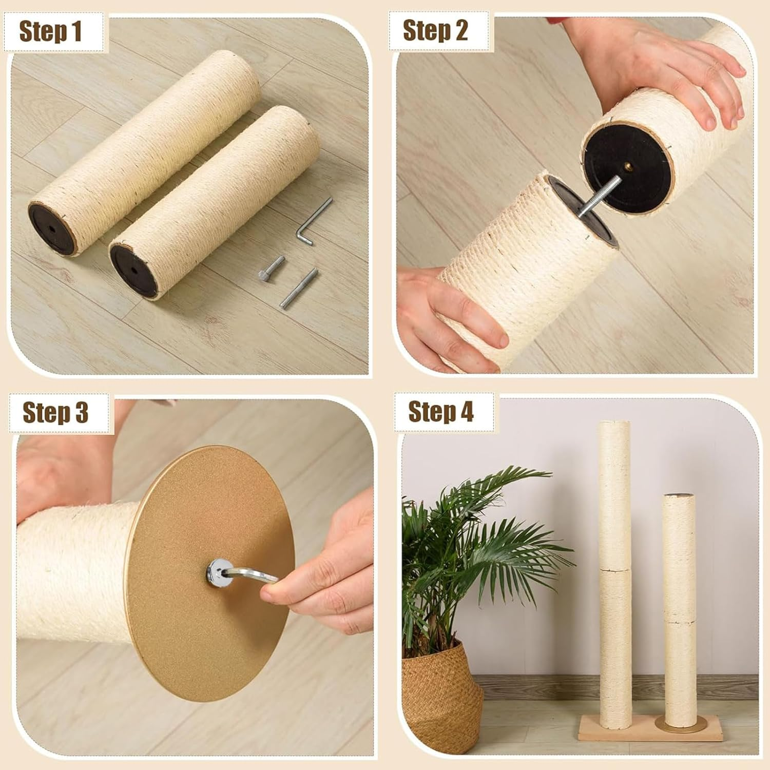 Replacement Screws for Cat Scratching Posts - M8 & M10 with Allen Key (4 Bolts & 4 Screws) - No Cat Scratching Post Included image number 1