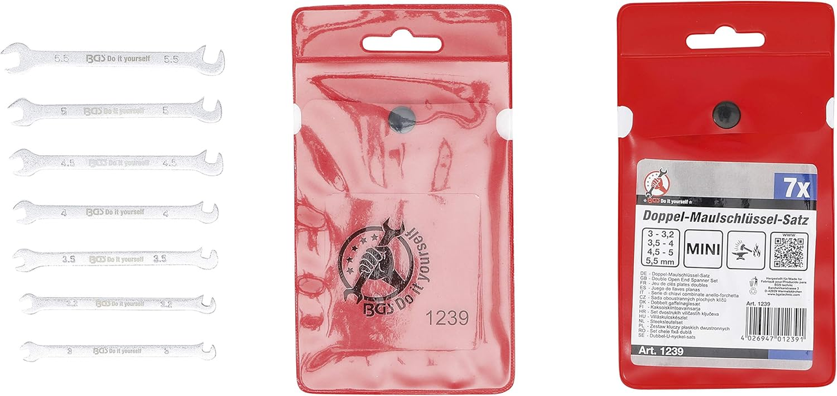 BGS Diy 1239 | Double Open End Spanner Set | Mini Version | 3-5.5 Mm | 7 Pcs. image number 1