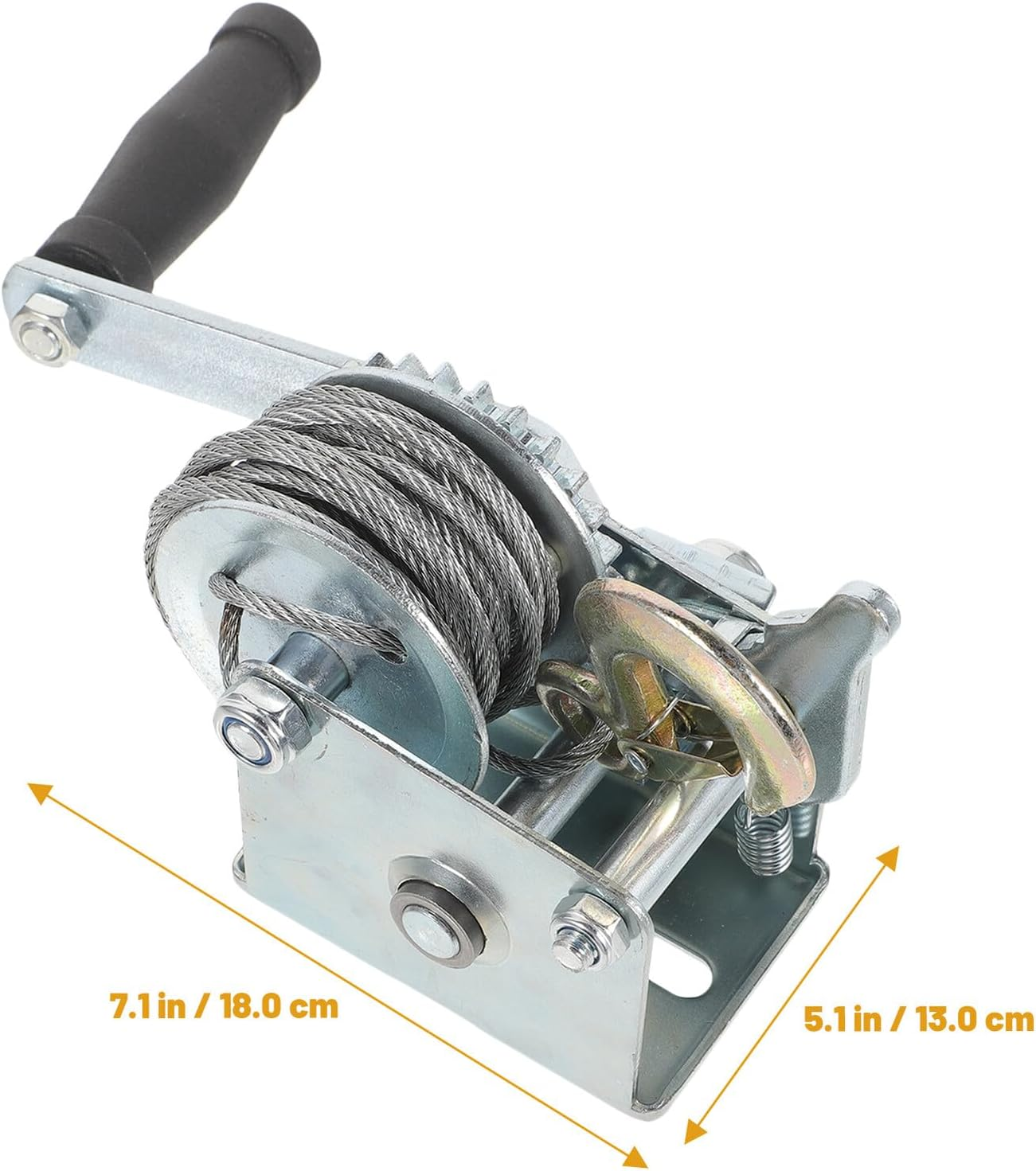 Cabilock Hand Crank Trailer Winch with Steel Cable Compact Portable Mini Manual Winch with Comfortable Grip Handle for Boat ATV Towing and Lifting Tasks