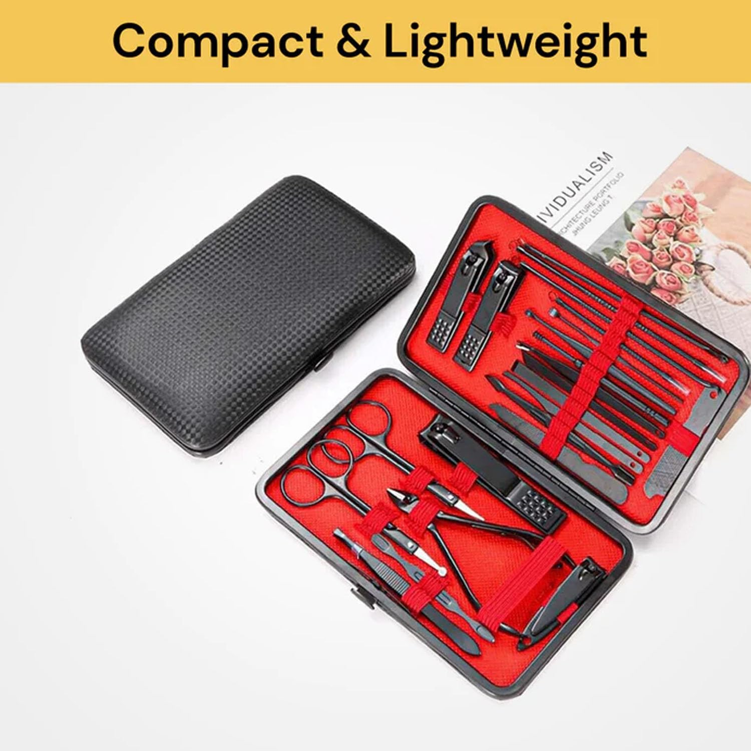 EZONEDEAL Manicure Pedicure Nail Clipper Set - 23 in 1 Stainless Steel Professional Manicure Pedicure Kit,Nail Kit with Black Travel Case image number 5