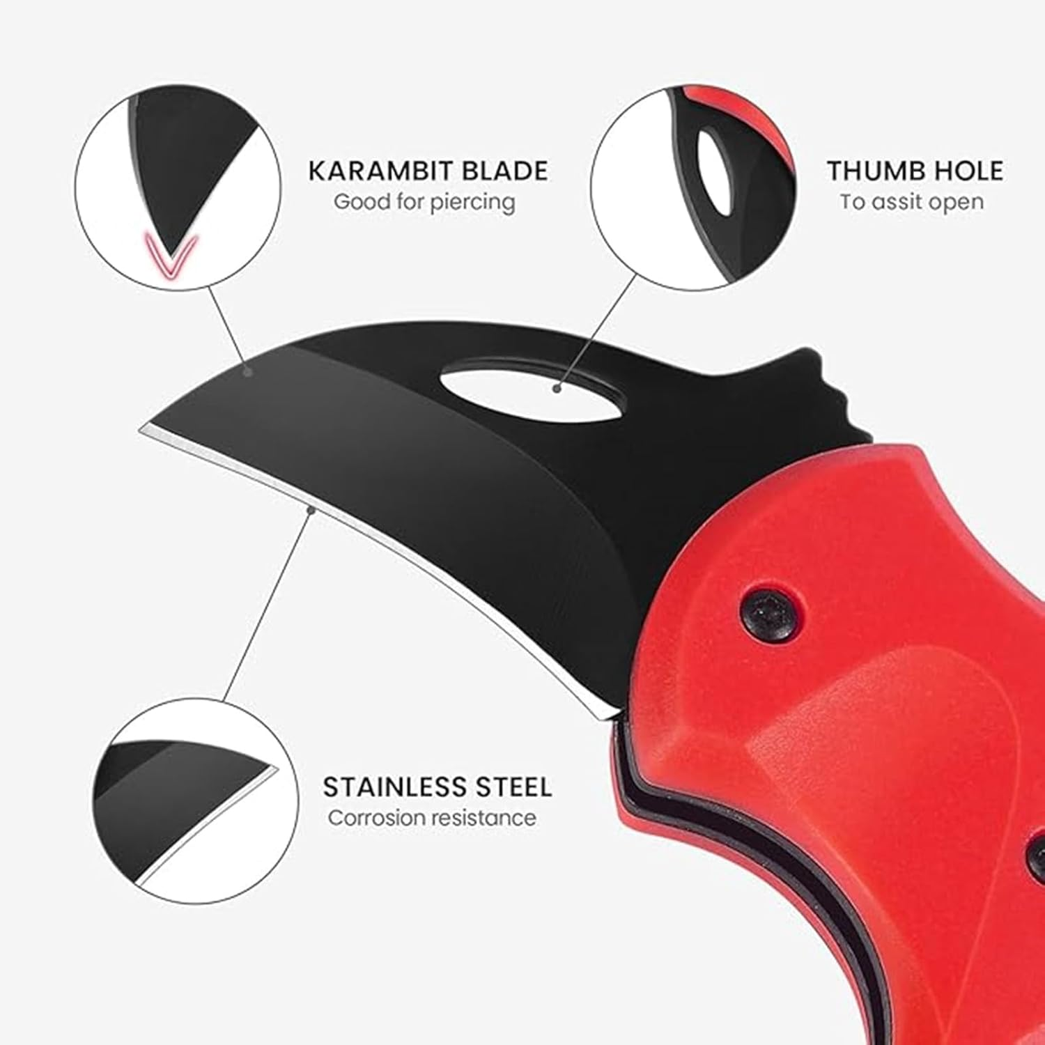 Small Pocket Knife for Men Women, Carabiner Mini Keychain Knife, Box Cutter, Folding Knives for Indoors Outdoors, Gifts Stocking Stuffers for Him and Her(Red) image number 5