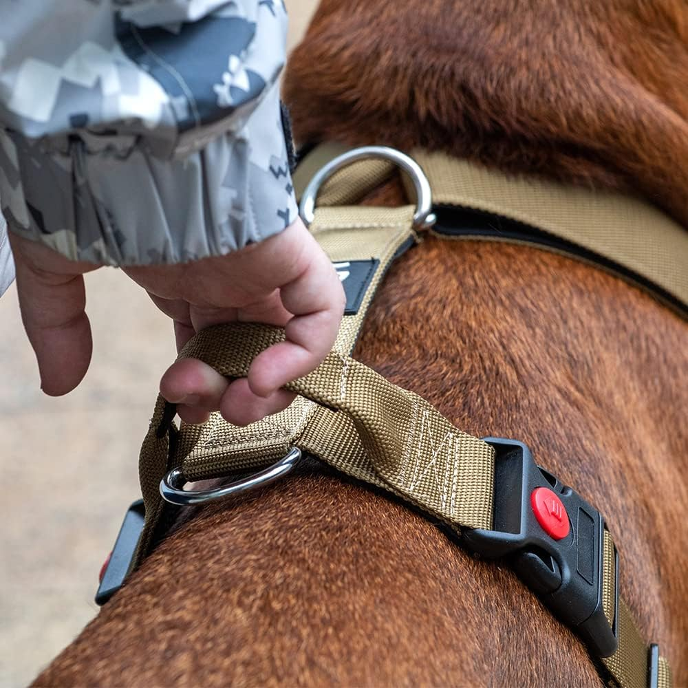 TSPRO Premium Heavy Duty Tactical Dog Harness for Medium/Large Dogs, No Pull, Adjustable, Padded Handle & Quick-Release Buckles, Ideal for Hiking, Walking, Running, Training (Black M) image number 4
