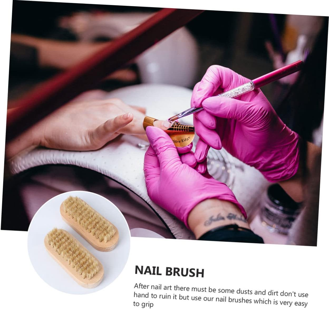 SOESFOUFU Wooden Nail Brush Set (4Pcs) Soft Bristles for Fingernail and Toe Cleaning for Home Grooming and Personal Care image number 6