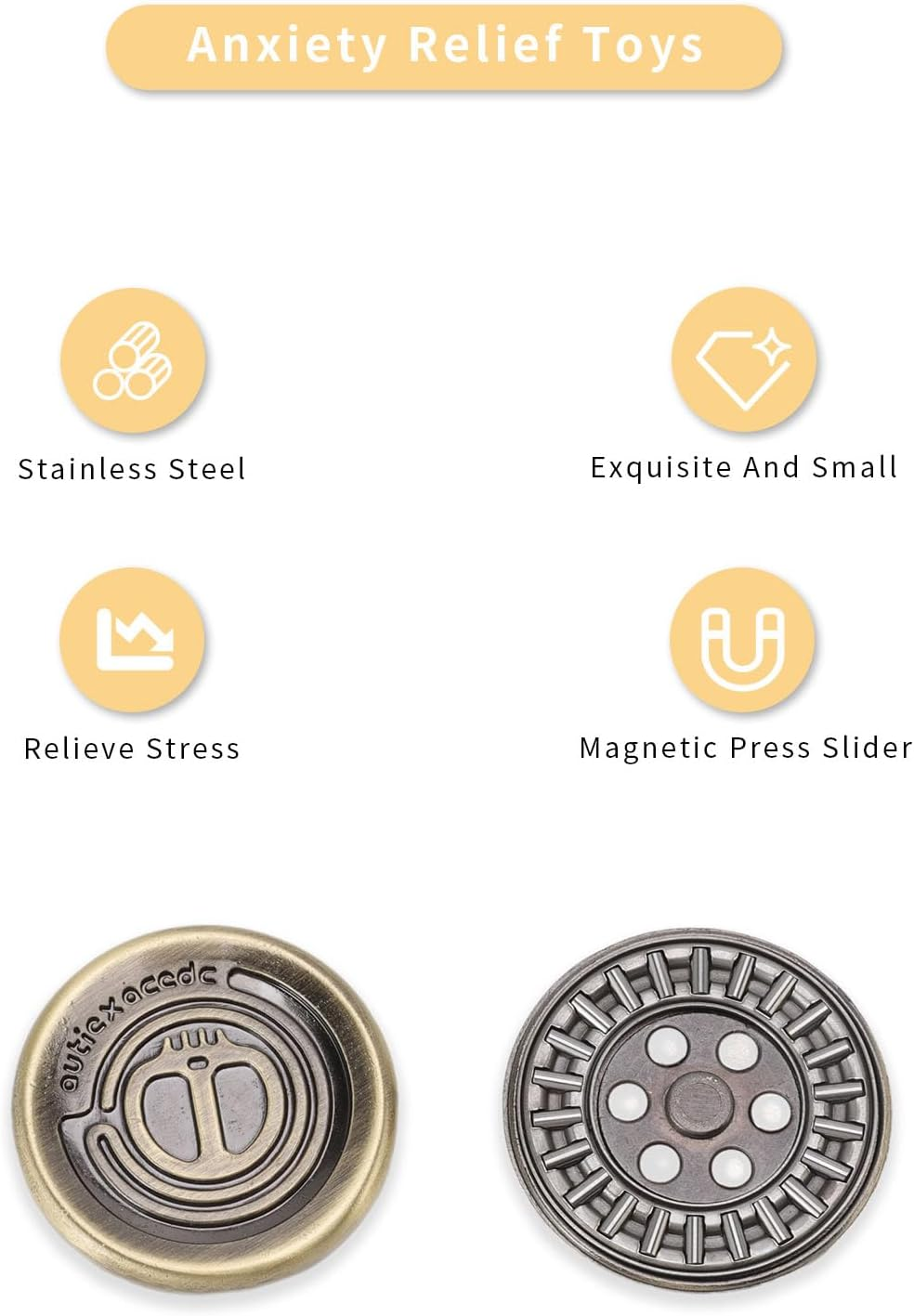 Coin Fidget Slider, Magnetic Stainless Mini Rotation Coin Fidget Slider, Devil Style Stress Relief Fingertip Haptic Toy for Adults Child Gifts, Office Work, Travel, Home image number 1