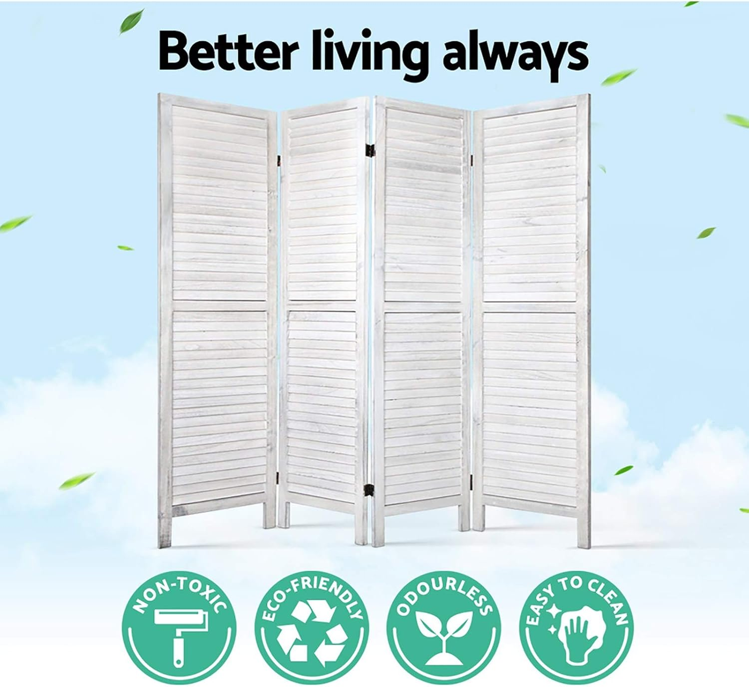 Artiss Room Divider, Folding Wooden Privacy Portable Screen Shelf Dividers Partition Wall Screens Home Pet Child Indoor Balcony Bedroom Furniture, Separator Water-Resistant White image number 3