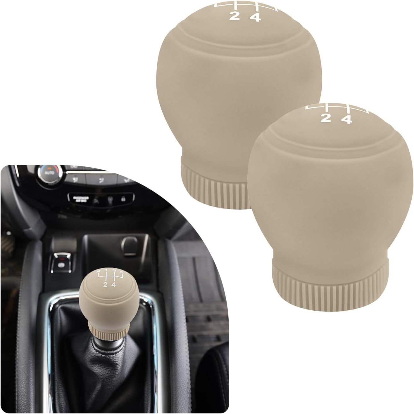 2PCS 5 Speed Car Gear Shift Cover,Anti Slip Silicone Shift Knob Cover Car Decorations Protects Shift Knobs,Universal Manual Shifter Cover Car Accessories Interior (Black)