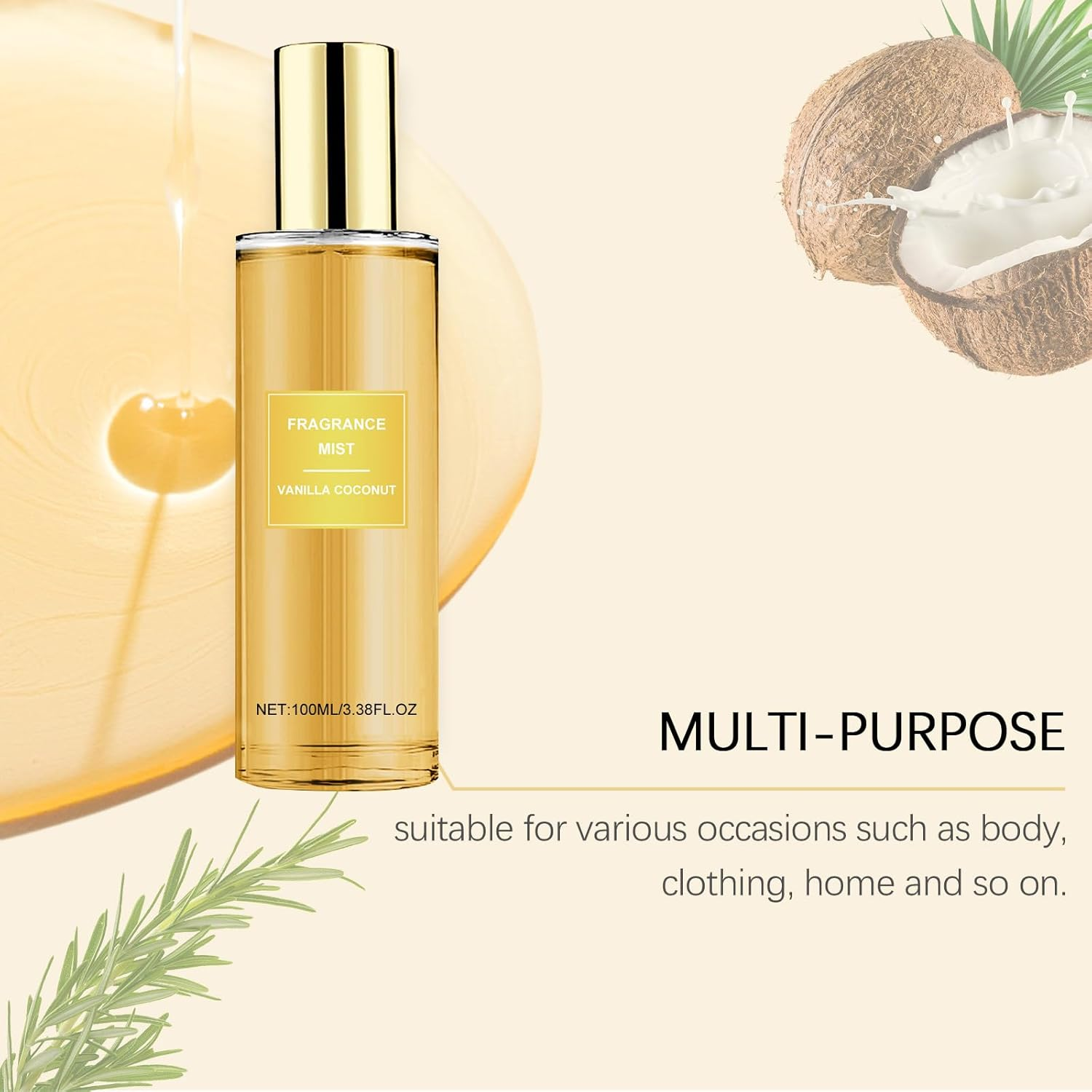 Vanilla Coconut Fragrance Mist, Long Lasting Hair and Body Mist, Body Spray Perfume Women, Long-Lasting Fragrance, Vanilla Coconut Passion Body Spray, Lightweight & Refreshing, for Women & Men (2Pcs) - 2Pcs image number 6