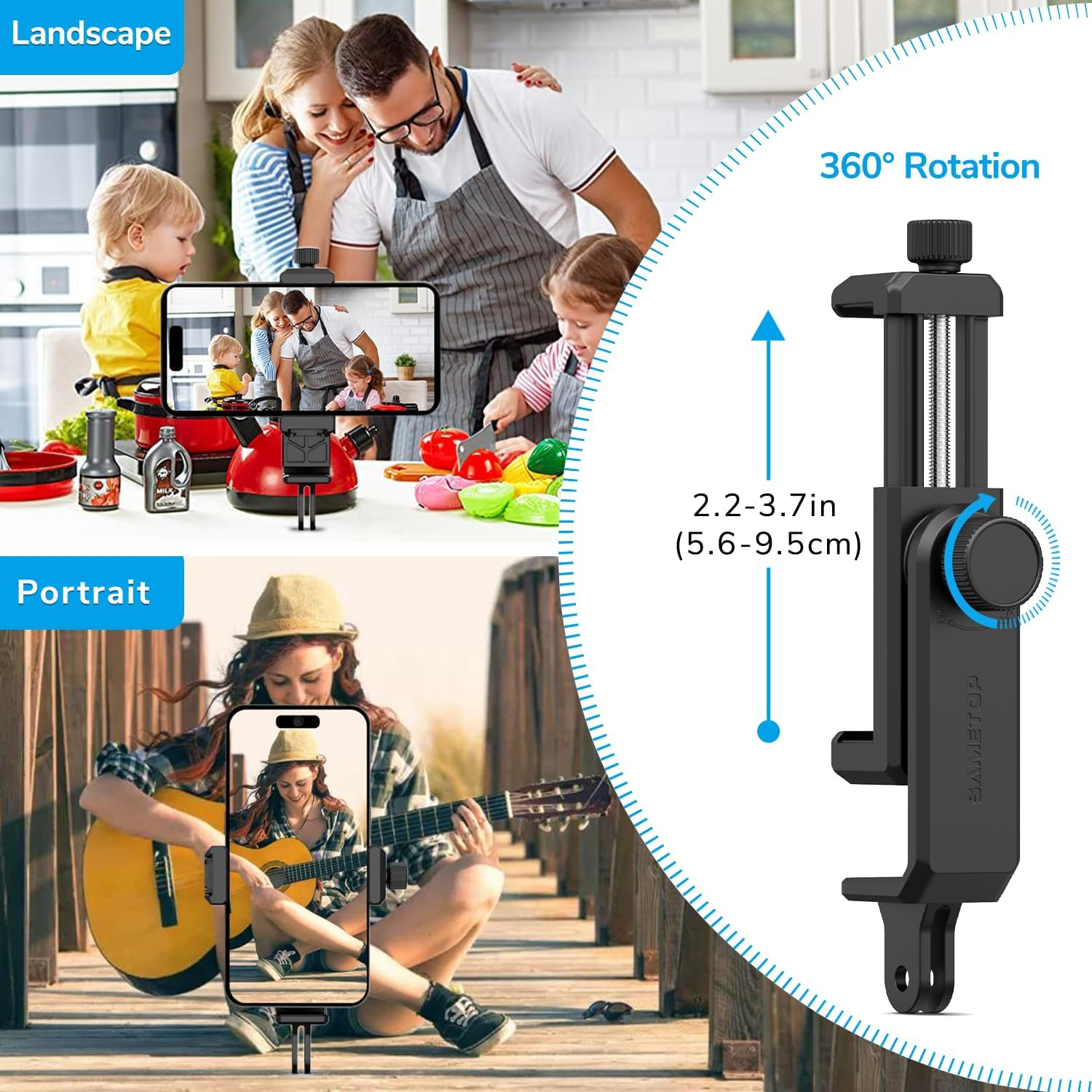 Sametop Phone Holder Clamp Mount Gooseneck Clip Cell Phone Stand for Desk Pole Compatible with Iphone 16 15 14 Pro Max plus 13 12 11 SE XS XR X 8 7 6 Samsung Gopro and All 4-7" Devices image number 6